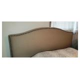 Brass Studded Fabric Headboard fits  Full/Queen