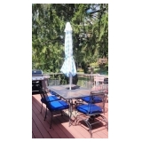 Metal Patio Table/ 6 Chairs/Umbrella