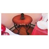 Pie Crust Edge Table w/Wrought Iron Base 