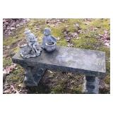 Concrete Bench/Resin Figures
