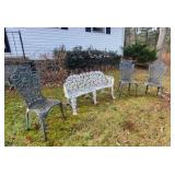 Aluminum Bench/3 Chairs