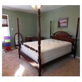Mahogany Full Bed Frame, Mattress and Box Springs