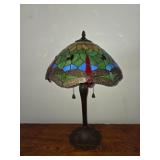 Tiffany-style Stained Glass Dragonfly Lamp