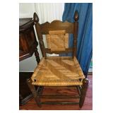 Pair of small vtg Wood/Rush Chairs