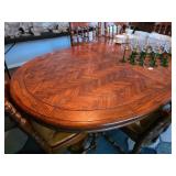 Vtg Oak Twin Pedestal Dining Table