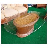 Matching Rattan Cocktail Table/Glass Top 
