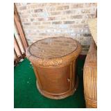 Matching Rattan End Table/Glass Top