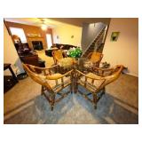 Bamboo/Cane Table w/Glass Top