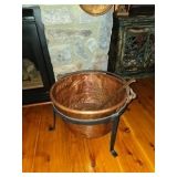 Lg. vtg Copper Pot w/Wrought iron Stand