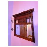 Vtg Hall Tree w/Mirror & Brass Hardware