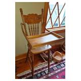 Vtg. Oak High Chair