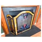 Vtg Stained Glass Fireplace Screen