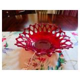 Westmoreland Ruby Red Doric Lace Edge Bowl