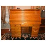 Oak Roll Top Desk 54" L x 29" D x 52" H