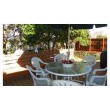 Outdoor furniture, grill, planting table
