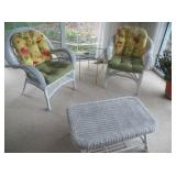 WHITE WICKER SET