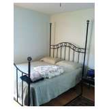 Queen bed frame, mattress, & box springs