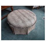 F / M Custom Ottoman, Fabric Protection, 38" Round, 18" Tall. Paid 1,300.00