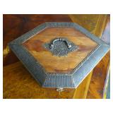 Hand Carved Ornate Wood Box. Made in India. Measures: 17 1/2" W x 12 1/2" D x 7" T