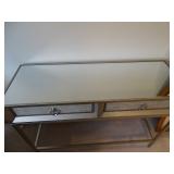 2 Drawer Wall Table Mirror Top. Measures: 45 1/4" W x 15 3/4" D x 32" T ** WARNING LARGE ITEM! BRING