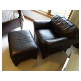 Bernhardt Furniture Leather Chair & Ottoman. Measures 32" x 24" ** WARNING LARGE ITEM! BRING HELP TO