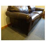 Bernhardt Furniture Leather Sofa 75" Long w/ accent pillows. ** WARNING LARGE ITEM! BRING HELP TO LO