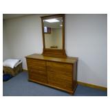 Durham Furniture Dressor w/ Mirror. Measures: 64" W x 19" D x 36" T ** WARNING LARGE ITEM! BRING HEL
