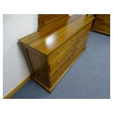 Durham Furniture Dressor w/ Mirror. Measures: 64" W x 19" D x 36" T ** WARNING LARGE ITEM! BRING HEL