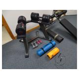 Weider Speed Weights 120 lbs & Rack, matt, incline bench, assorted free weights, yoga matt, back rol