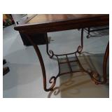 Square Accent Table. Metal Frame, Measures: 29" x 24 1/2" x 26" T