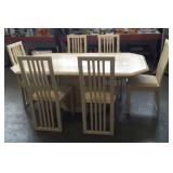 Large White Marble Table Set w/6ct. Matching Chairs