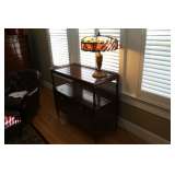 sofa table and stained glass lamp