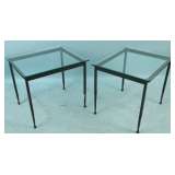 pair of glass top end tables 