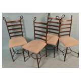 set of four metal latter back chairs