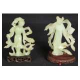 pair of jade carved sculptures