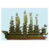large jade carved ship