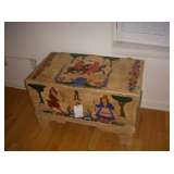 hand painted antique trunk