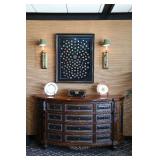 sideboards with many drawers, sconces