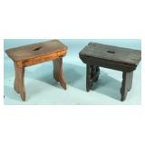 two wooden stools