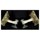 wood carved candle sconces 