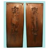 pair of wood carved panels 