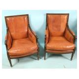 leather upholstered armchairs 
