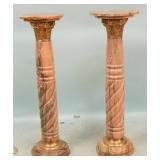 pair of stone carved pedestals 