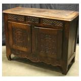 Antique wood carved cabinet with drawers