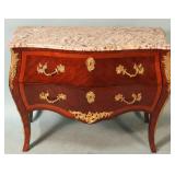 marble top dresser with brass mounts and wood inlay