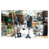 floor lamps, animal sculptures, dresser