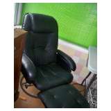 Black Leather Chair & Ottoman