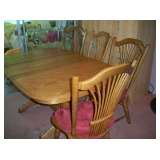 Solid Oak Dining Table and Six Chairs