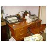 vintage wooden desk and chair