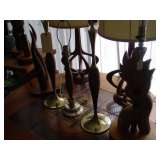 ASSORTMENT OF TEAK LAMPS